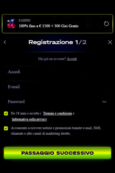 Registrazione a MadCasino